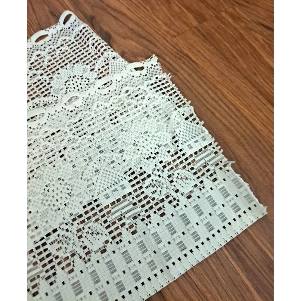 White Knit Lace Window Valance Sunflower Village Houses Long Cottage 92x13